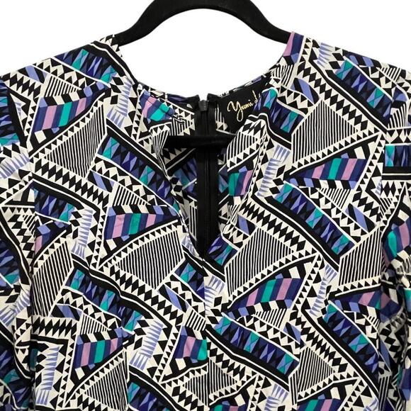 Yumi Kim Abstract Geometric Silk Long Sleeve Dress Size Small - Picture 3 of 6